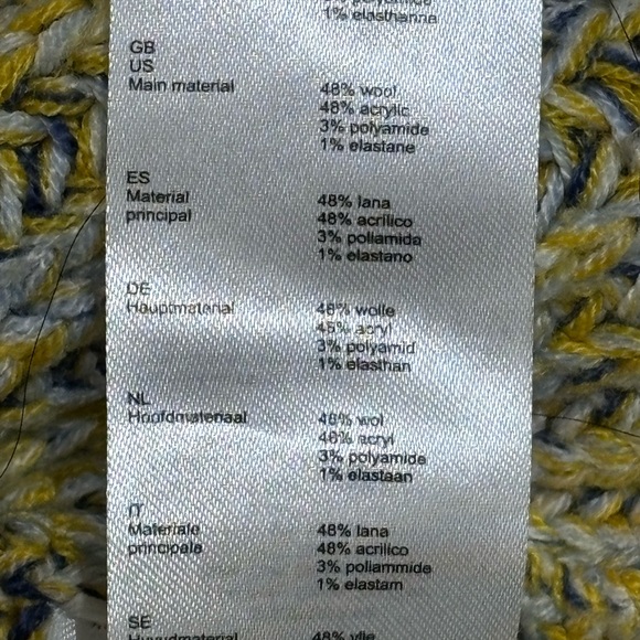 Maje Mous Oversized Yellow Multi Marled Chunky Ribbed Knit Wool Blend Sweater - Picture 14 of 14